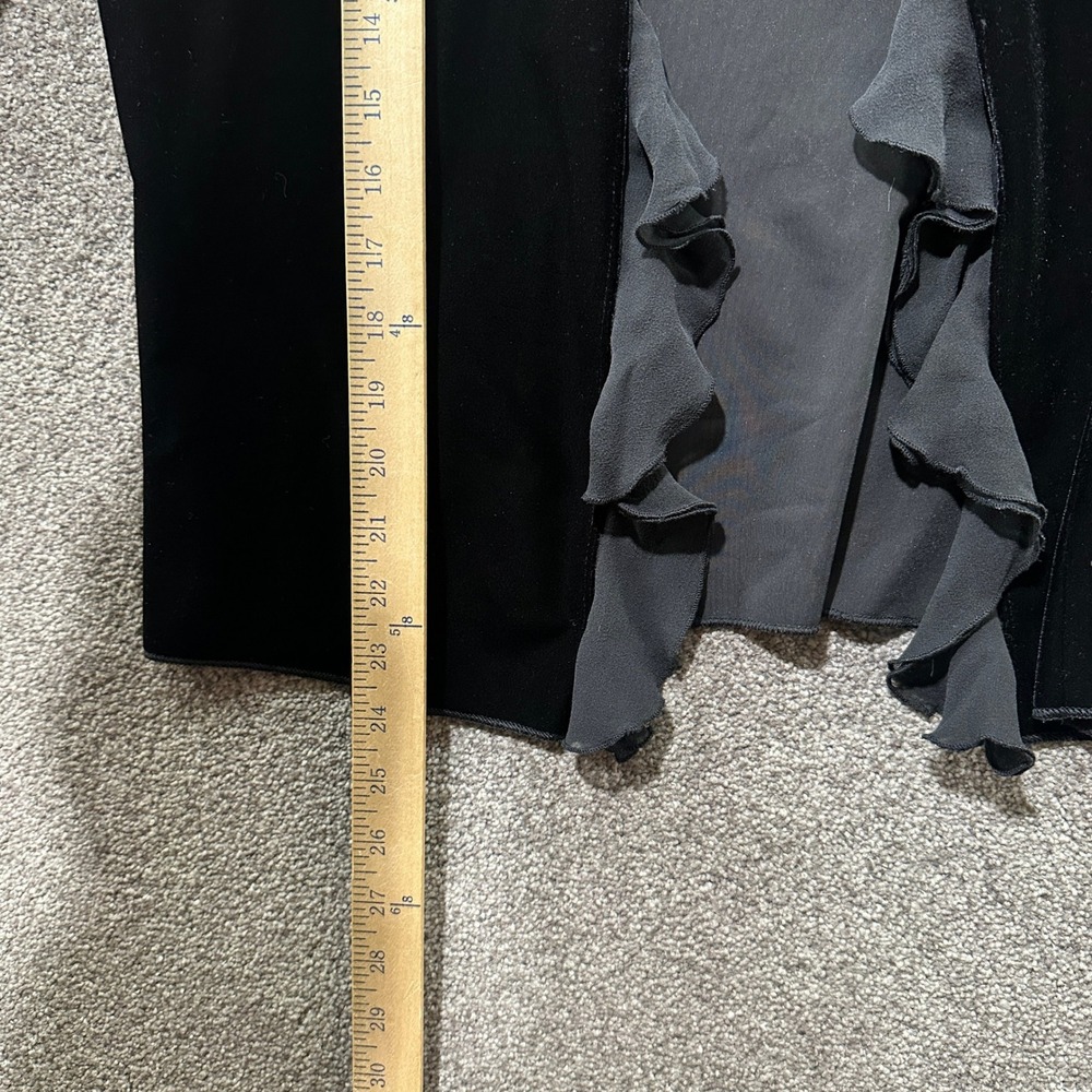 Boston Proper Cardigan Jacket Women Large Black Velvet Ruffle Open Front Sweater - Picture 6 of 6